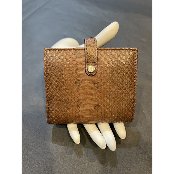 Vintage Jimmy Choo Watersnake Bi-fold Brown Snap Closure Wallet NWT - Picture 3 of 5